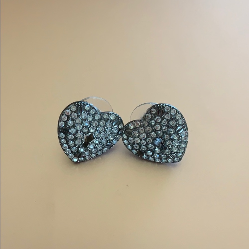 Betsey Johnson Sparkly Heart Earrings